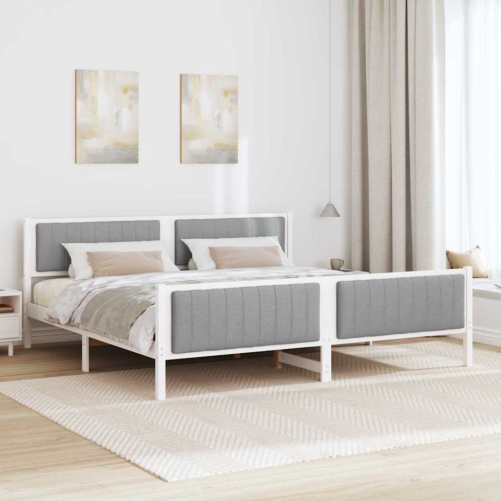 Okvir kreveta s uzglavljem Bijela i svijetlosiva 200 x 200 cm