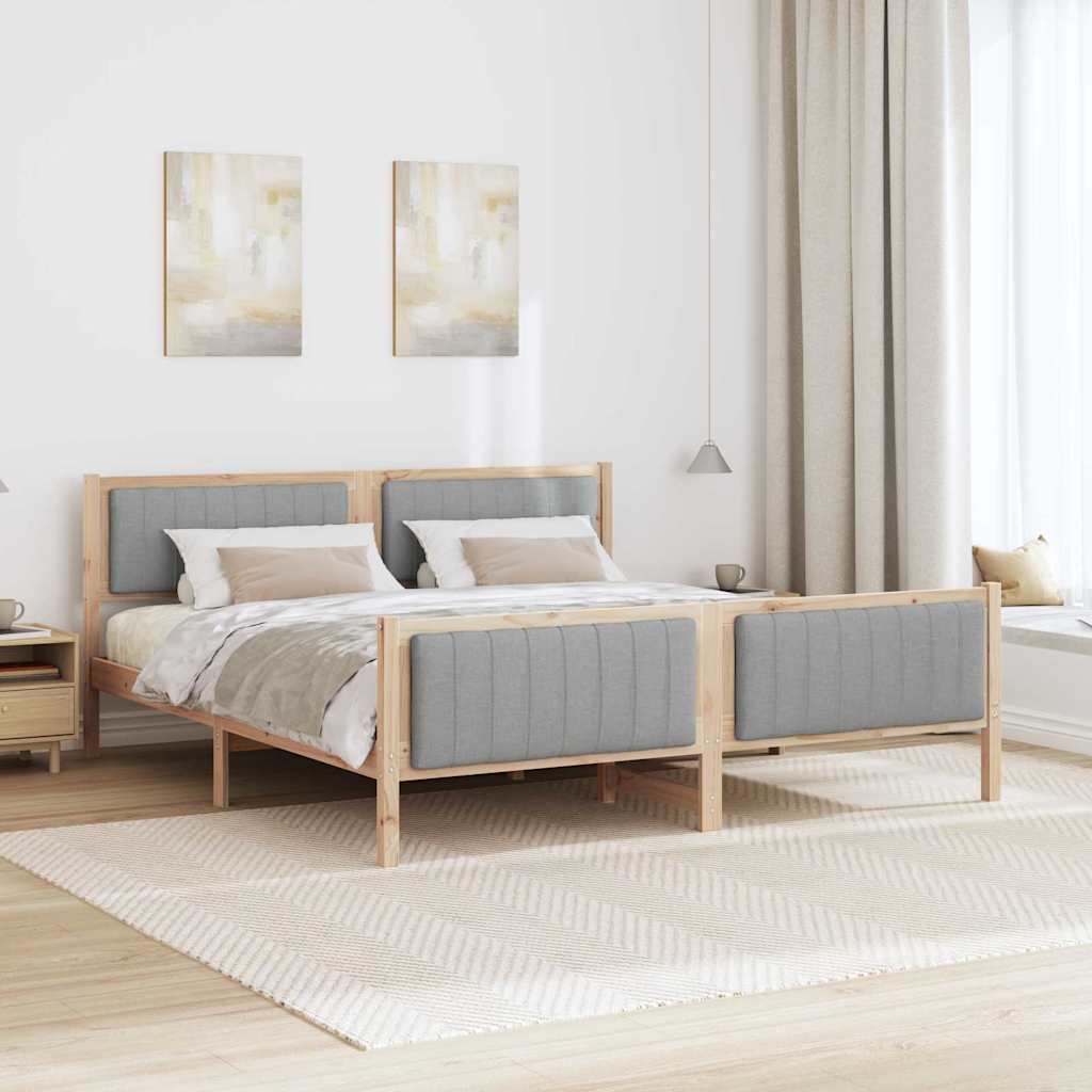 Okvir kreveta s uzglavljem Smeđa i svijetlo siva 180 x 200 cm