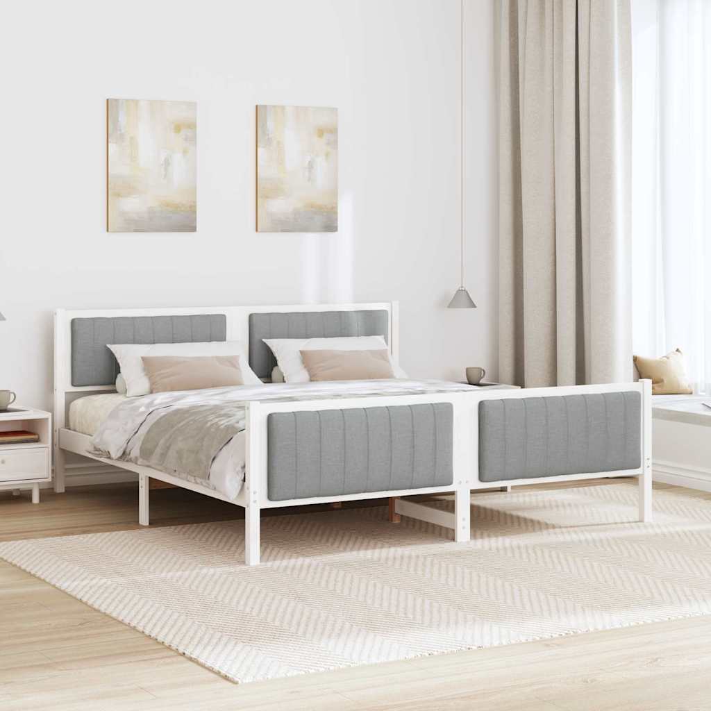 Okvir kreveta s uzglavljem Bijela i svijetlosiva 180 x 200 cm