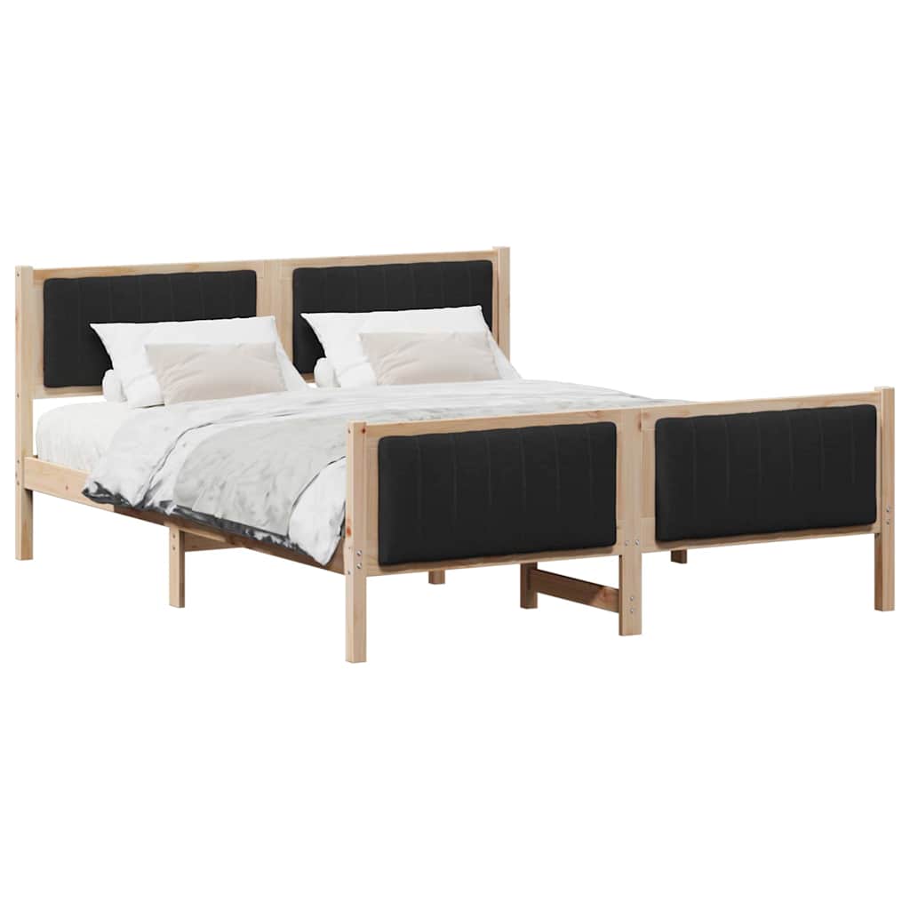 Okvir kreveta Smeđa i crna 160 x 200 cm Masivna borovina