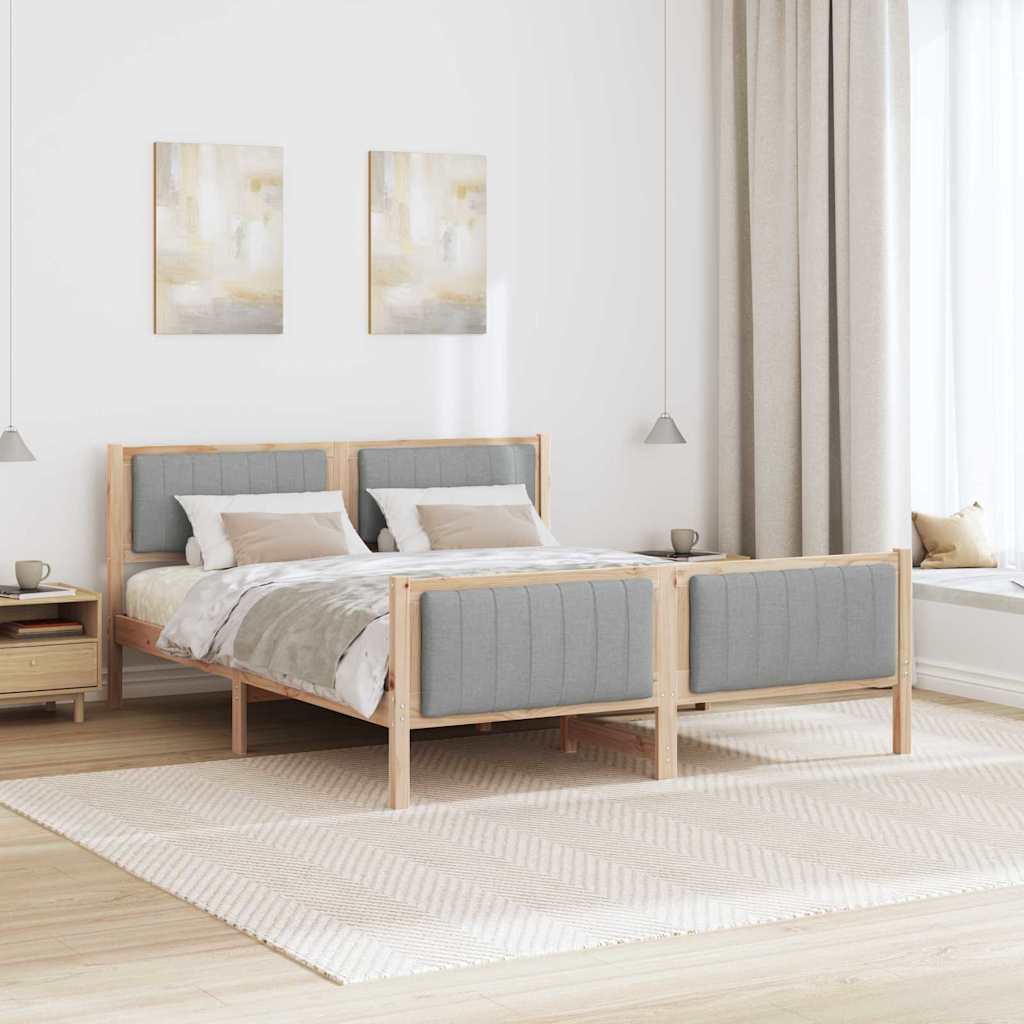 Okvir kreveta s uzglavljem Smeđa i svijetlo siva 150 x 200 cm