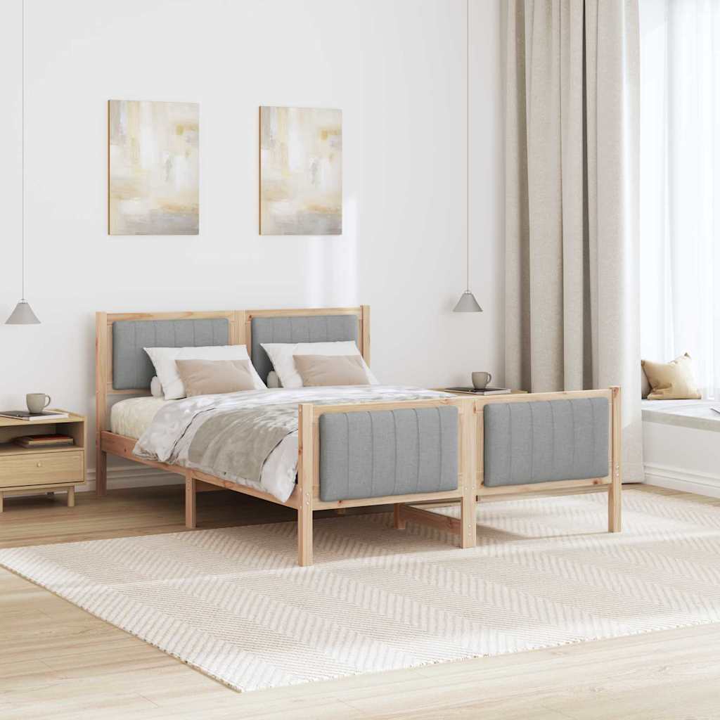 Okvir kreveta s uzglavljem Smeđa i svijetlo siva 140 x 200 cm