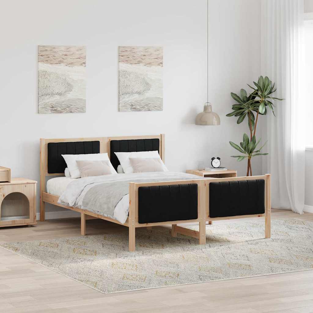 Okvir kreveta Smeđa i crna 140 x 200 cm Masivna borovina