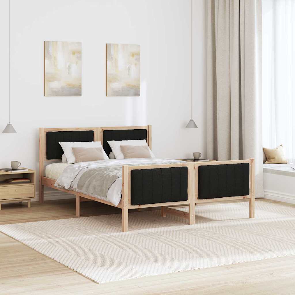 Okvir kreveta Smeđa i crna 140 x 200 cm Masivna borovina
