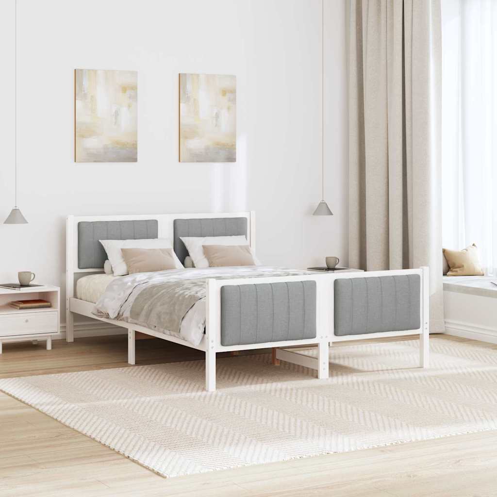 Okvir kreveta s uzglavljem Bijela i svijetlosiva 140 x 200 cm