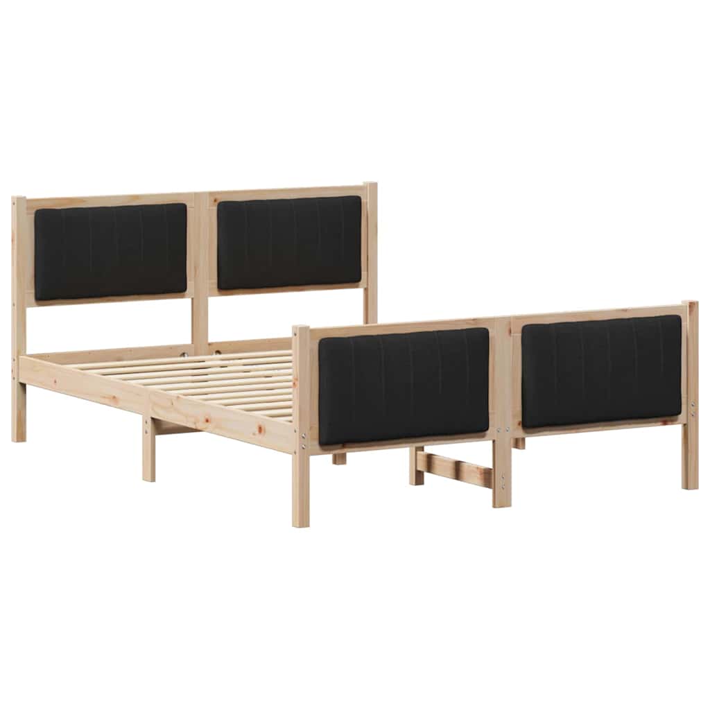 Okvir kreveta Smeđa i crna 140 x 190 cm Masivna borovina