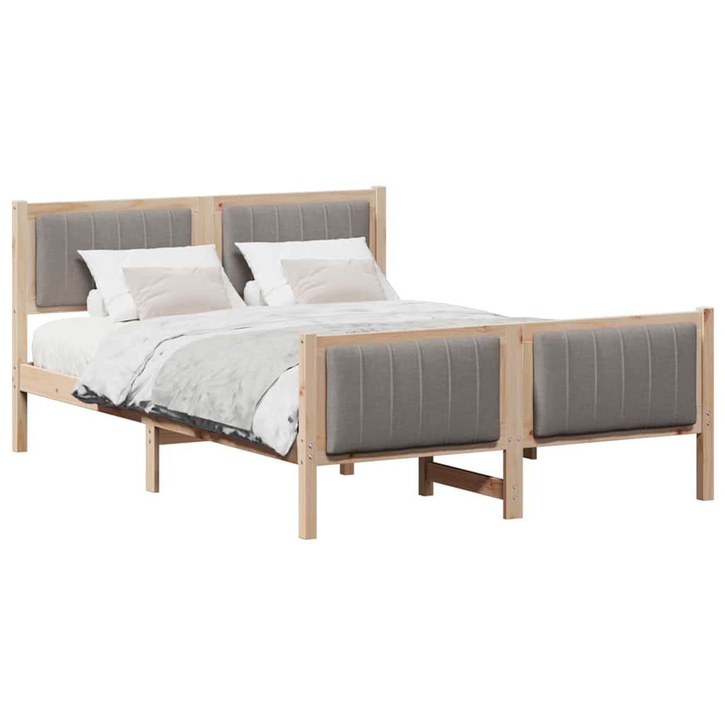 Okvir kreveta Smeđa i taupe 140 x 190 cm Masivna borovina