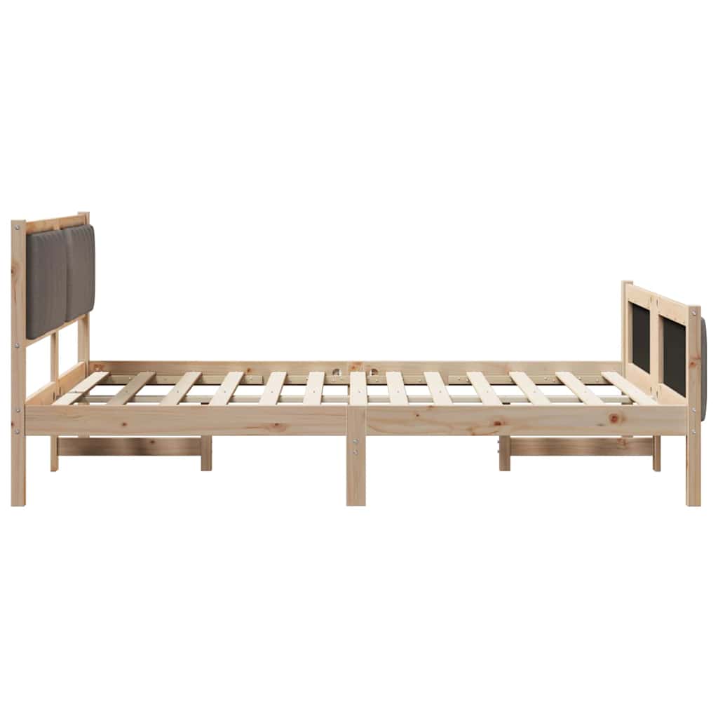 Okvir kreveta Smeđa i taupe 140 x 190 cm Masivna borovina
