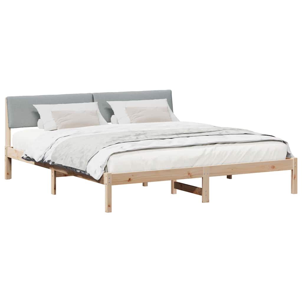 Okvir kreveta s uzglavljem Smeđa i svijetlo siva 200 x 200 cm