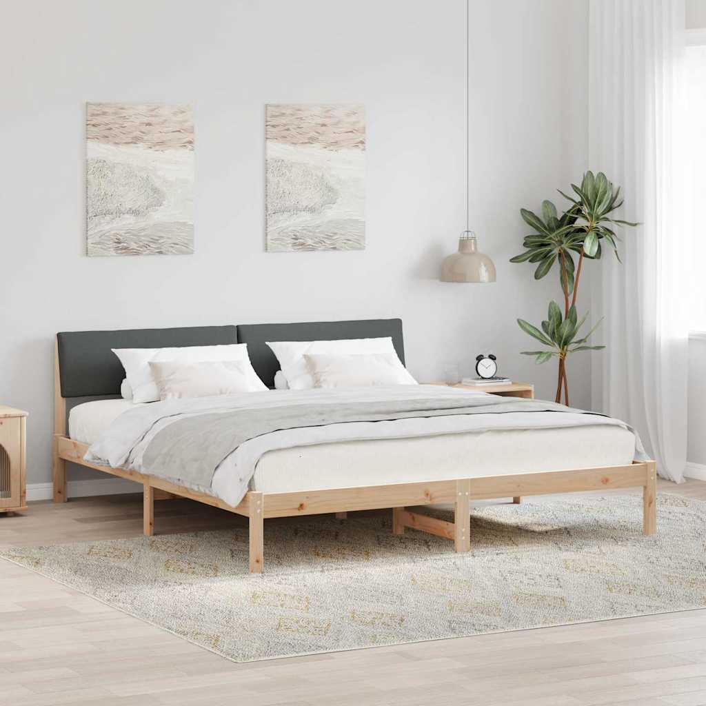Okvir kreveta smeđe i tamnosivo 200 x 200 cm Masivna borovina