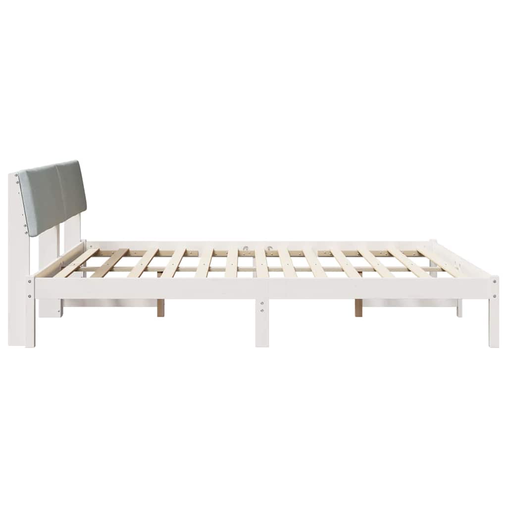 Okvir kreveta s uzglavljem Bijela i svijetlosiva 200 x 200 cm
