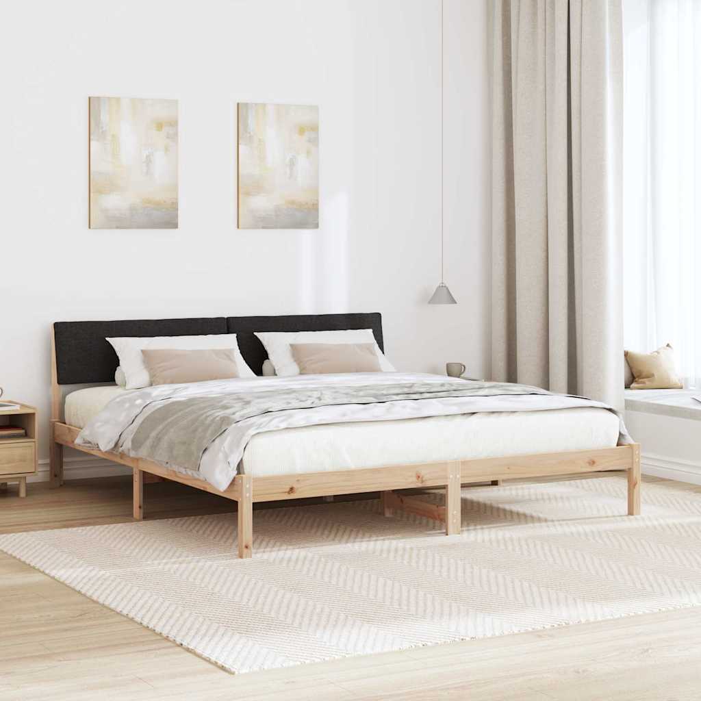 Okvir kreveta Smeđa i crna 180 x 200 cm Masivna borovina