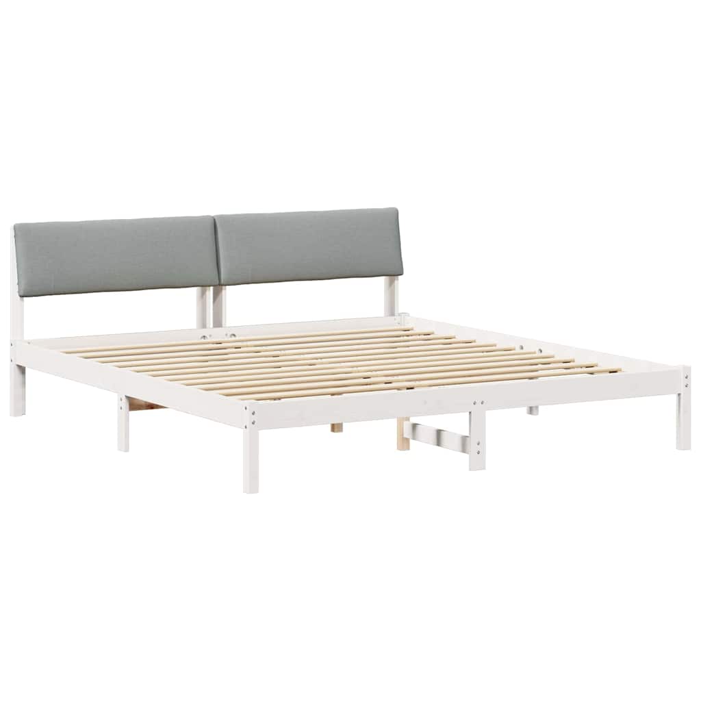 Okvir kreveta s uzglavljem Bijela i svijetlosiva 180 x 200 cm