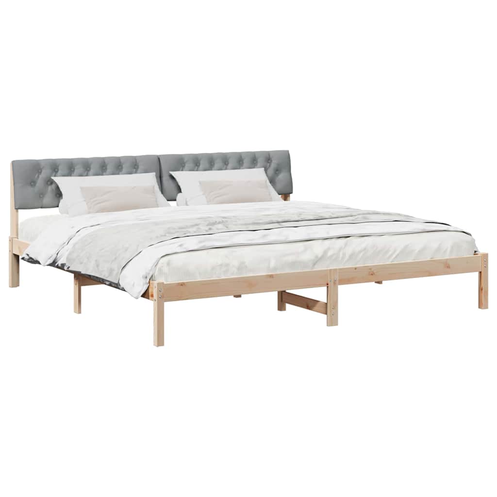 Okvir kreveta s uzglavljem Smeđa i svijetlo siva 200 x 200 cm