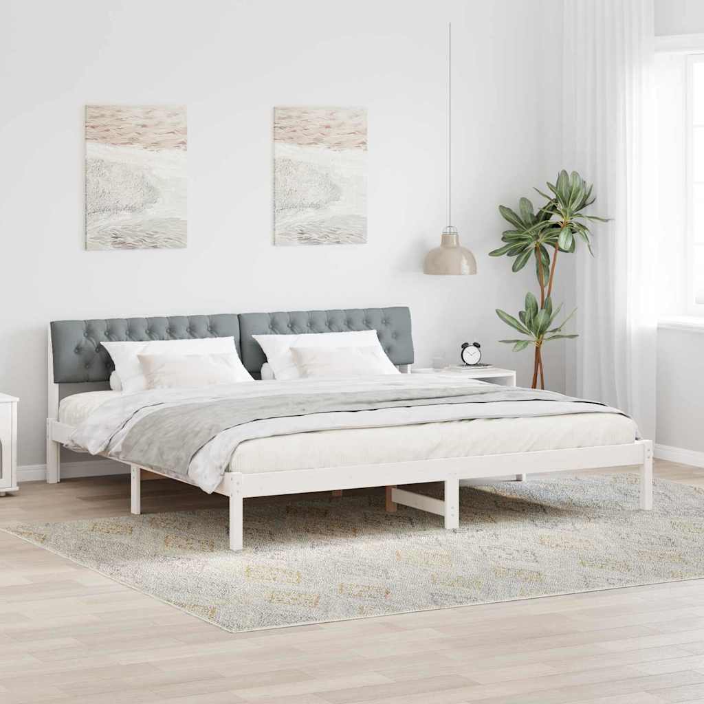 Okvir kreveta s uzglavljem Bijela i svijetlosiva 200 x 200 cm