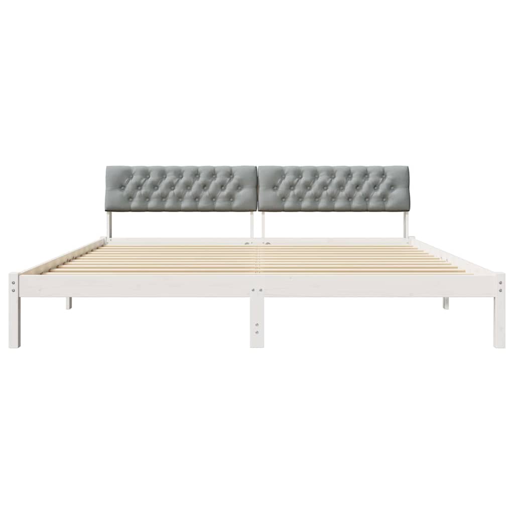 Okvir kreveta s uzglavljem Bijela i svijetlosiva 200 x 200 cm