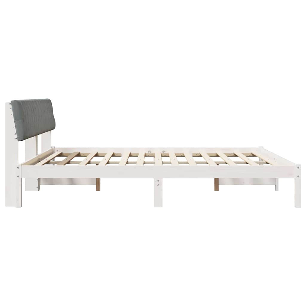 Okvir kreveta s uzglavljem Bijela i svijetlosiva 200 x 200 cm