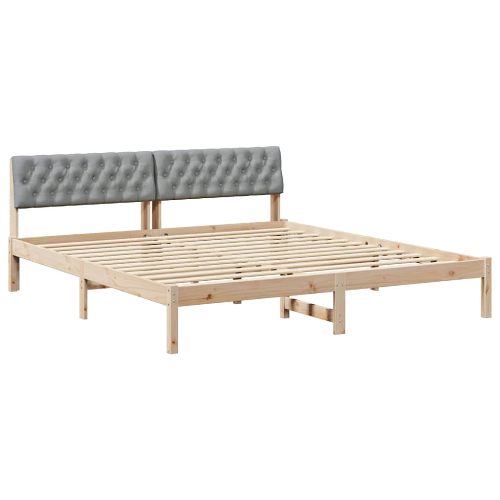 Okvir kreveta s uzglavljem Smeđa i svijetlo siva 180 x 200 cm