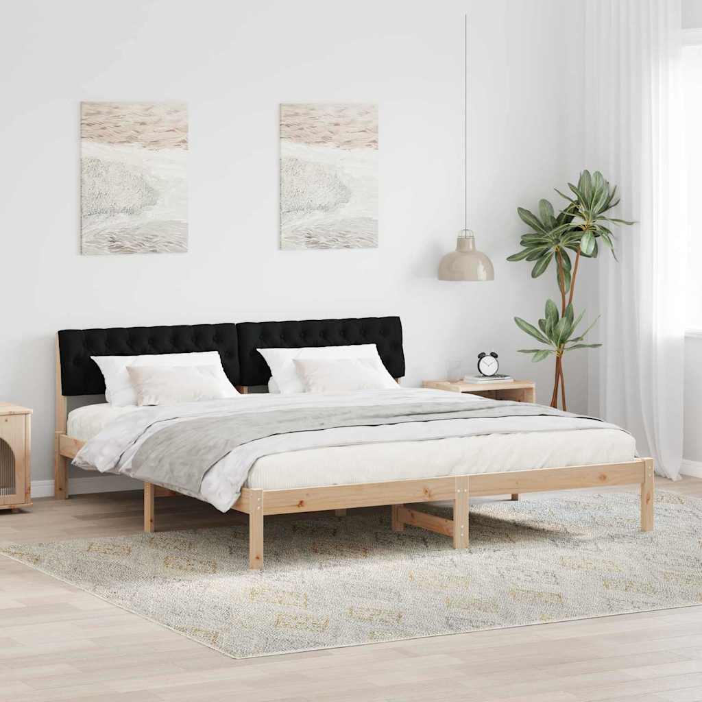 Okvir kreveta Smeđa i crna 180 x 200 cm Masivna borovina