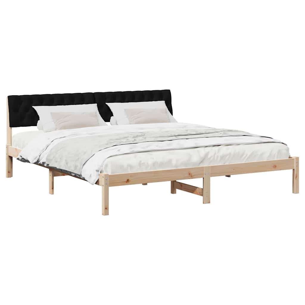 Okvir kreveta Smeđa i crna 180 x 200 cm Masivna borovina
