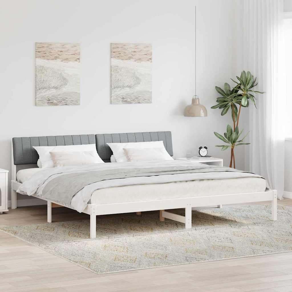 Okvir kreveta s uzglavljem Bijela i svijetlosiva 200 x 200 cm