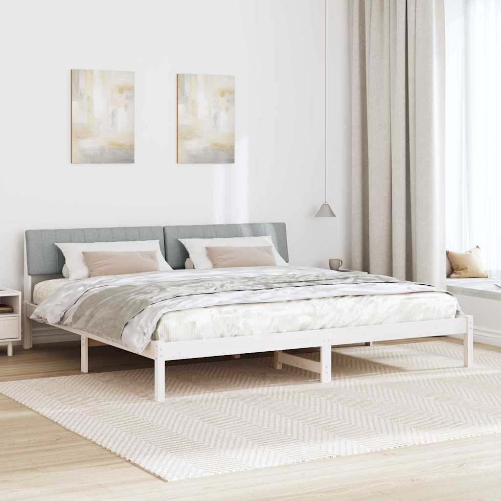 Okvir kreveta s uzglavljem Bijela i svijetlosiva 200 x 200 cm