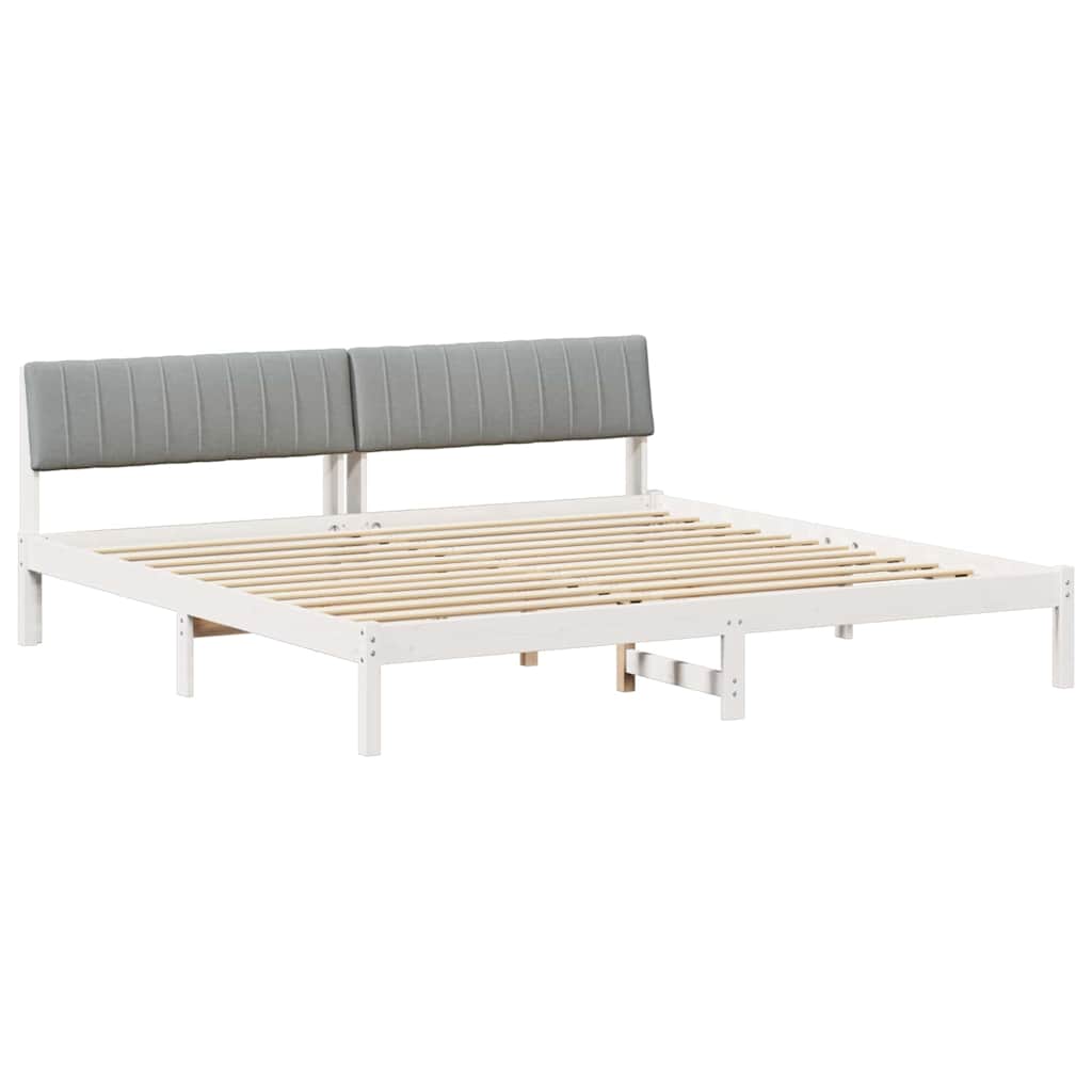 Okvir kreveta s uzglavljem Bijela i svijetlosiva 200 x 200 cm