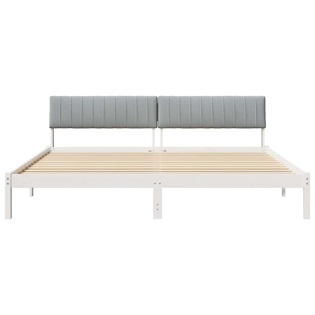 Okvir kreveta s uzglavljem Bijela i svijetlosiva 200 x 200 cm