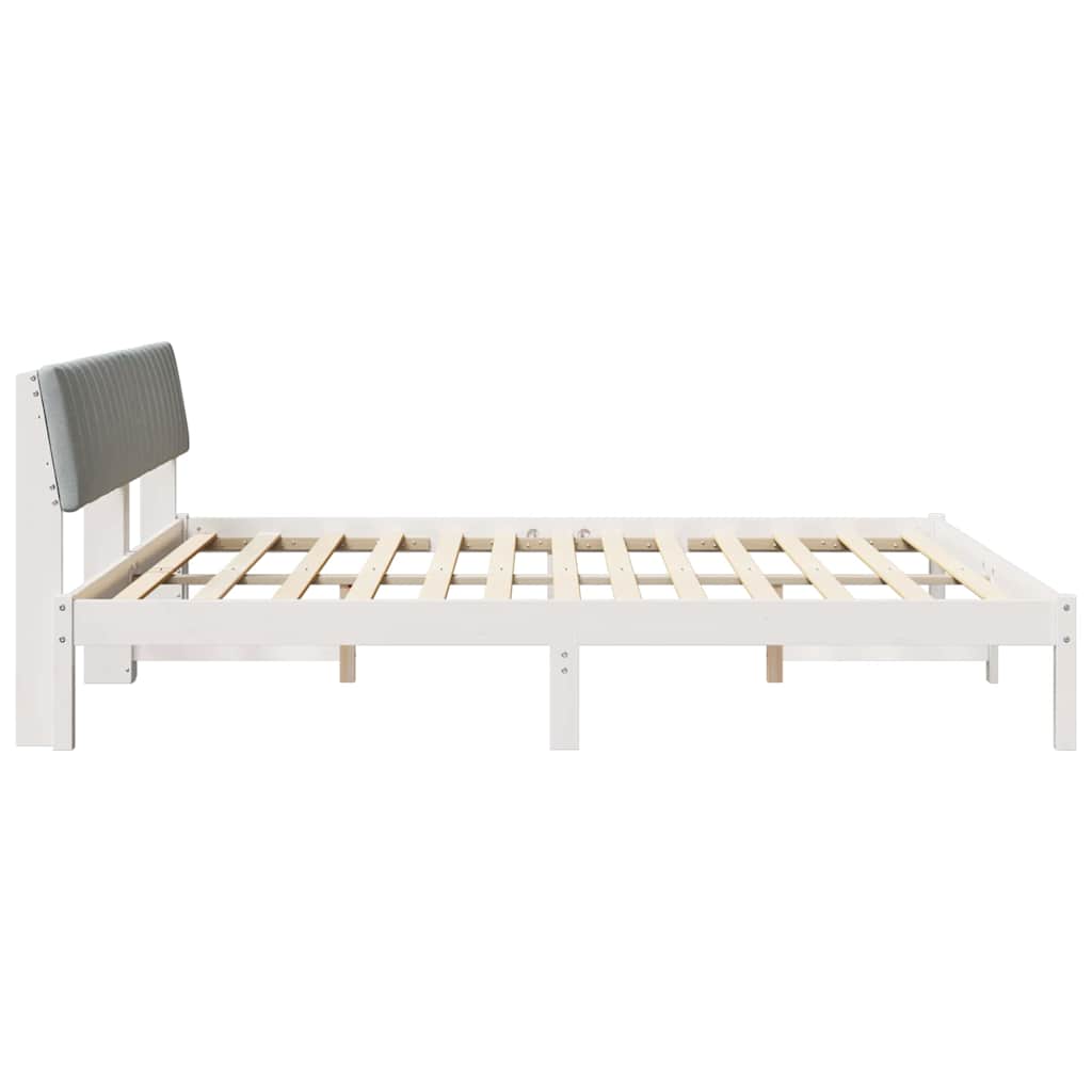 Okvir kreveta s uzglavljem Bijela i svijetlosiva 200 x 200 cm