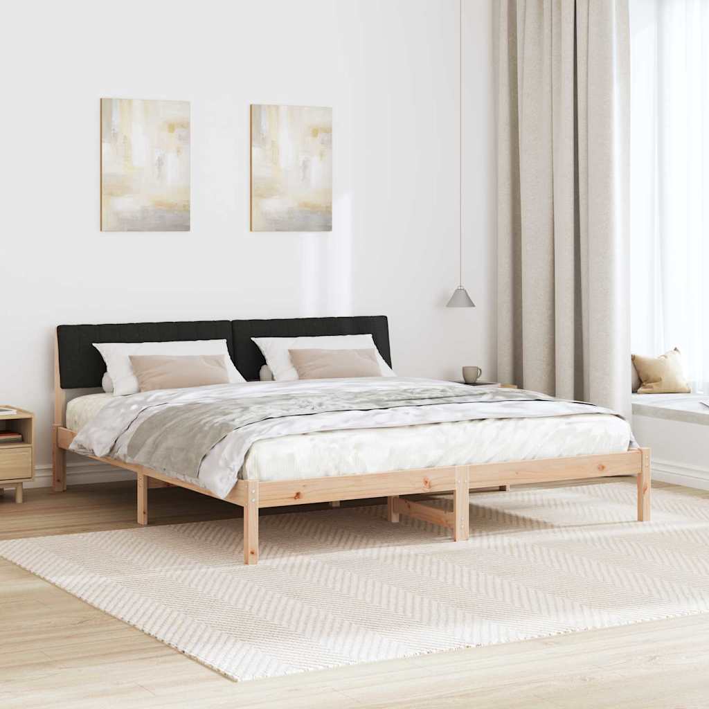 Okvir kreveta Smeđa i crna 180 x 200 cm Masivna borovina