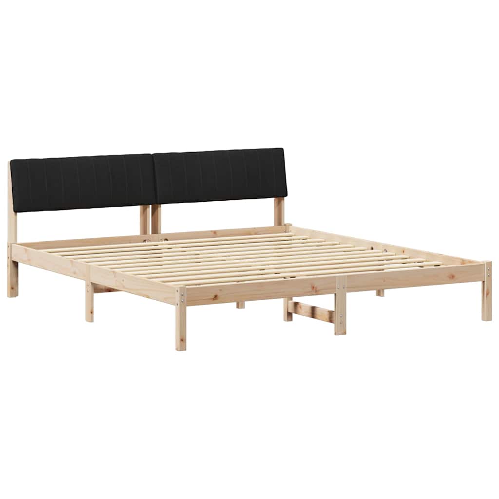 Okvir kreveta Smeđa i crna 180 x 200 cm Masivna borovina