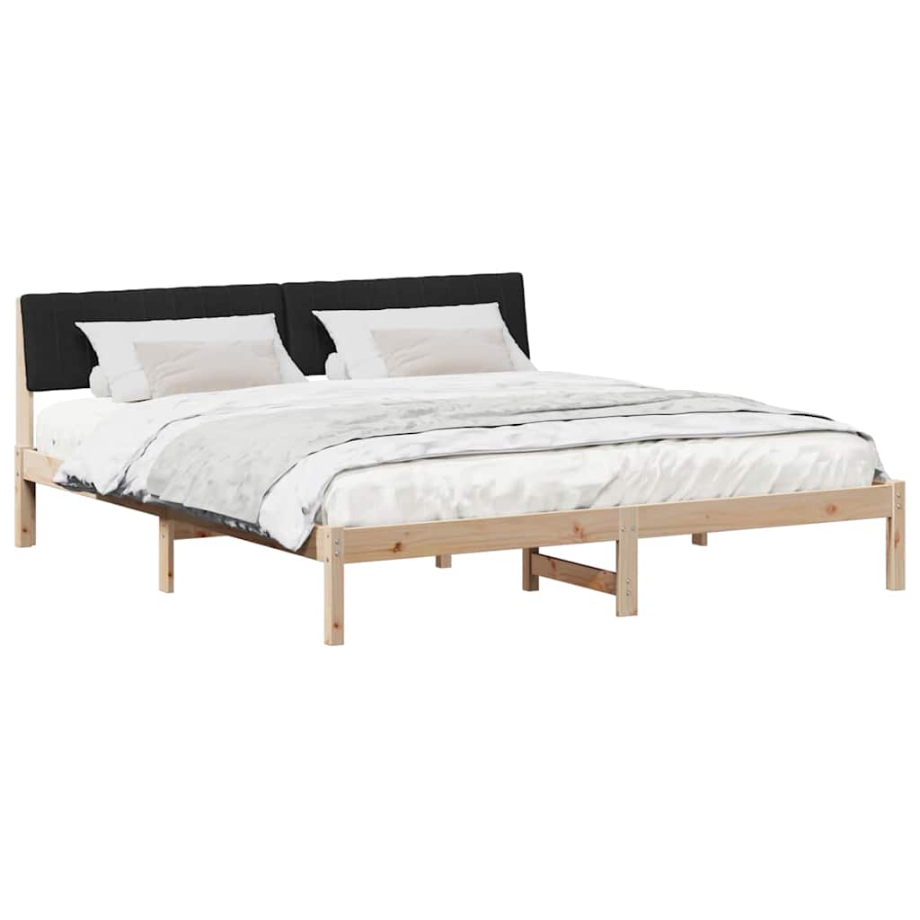 Okvir kreveta Smeđa i crna 180 x 200 cm Masivna borovina
