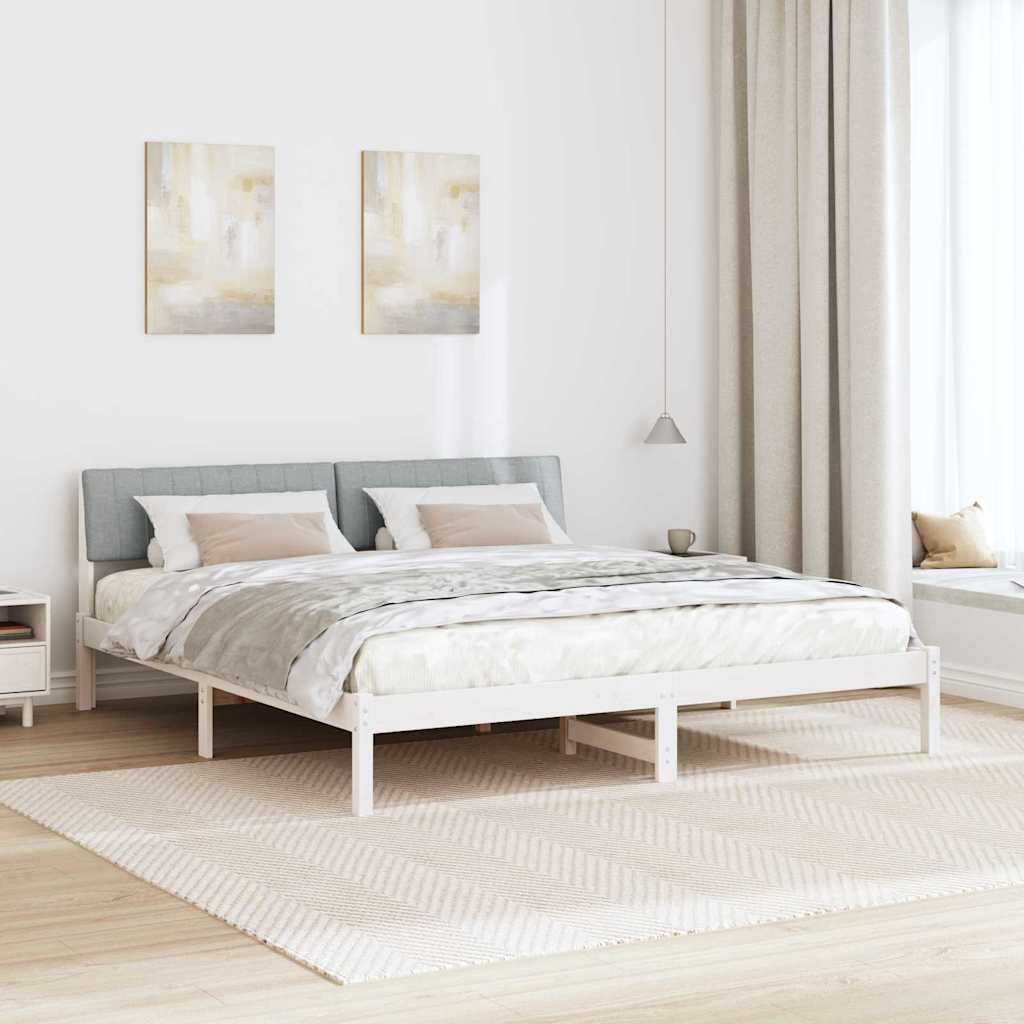 Okvir kreveta s uzglavljem Bijela i svijetlosiva 180 x 200 cm