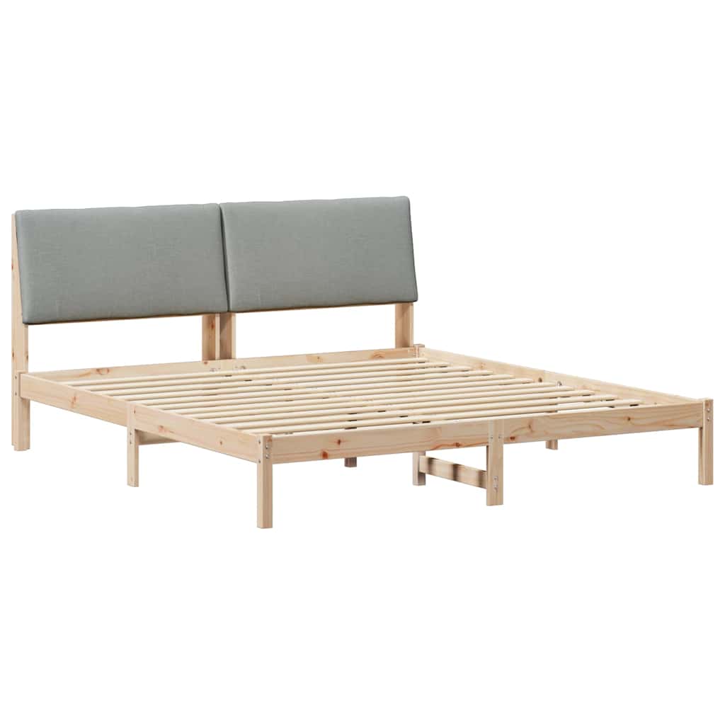 Okvir kreveta s uzglavljem Smeđa i svijetlo siva 200 x 200 cm