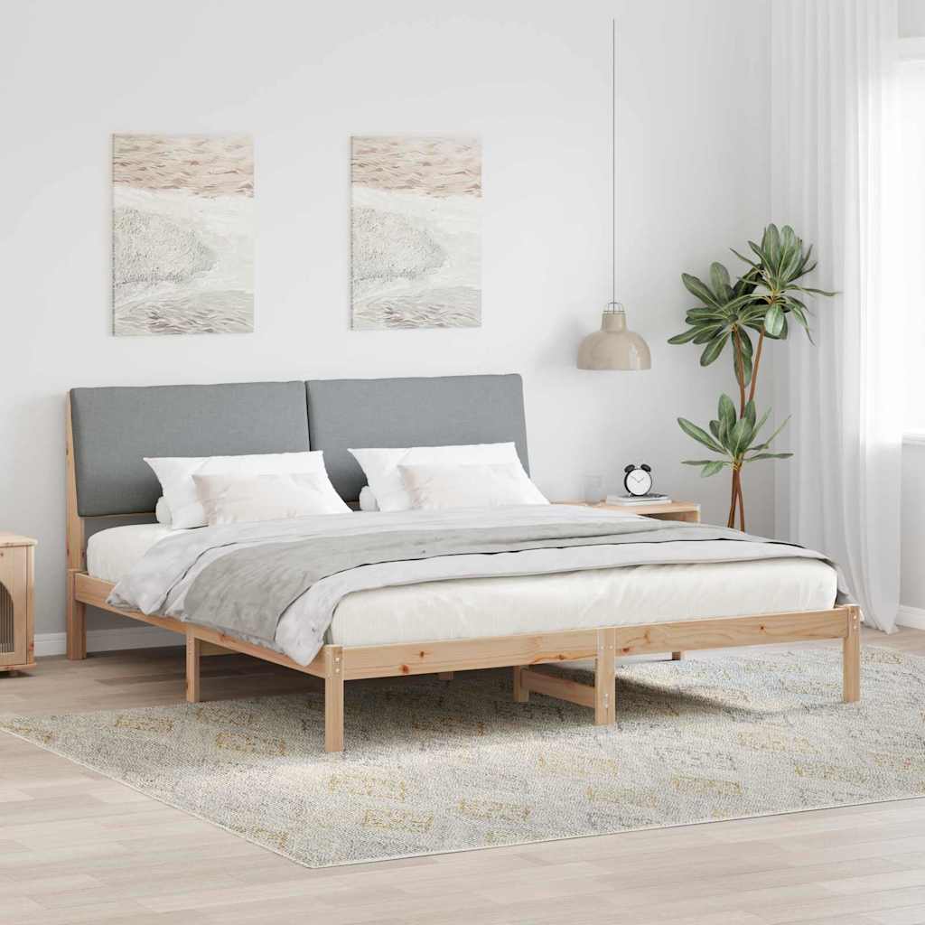 Okvir kreveta s uzglavljem Smeđa i svijetlo siva 180 x 200 cm