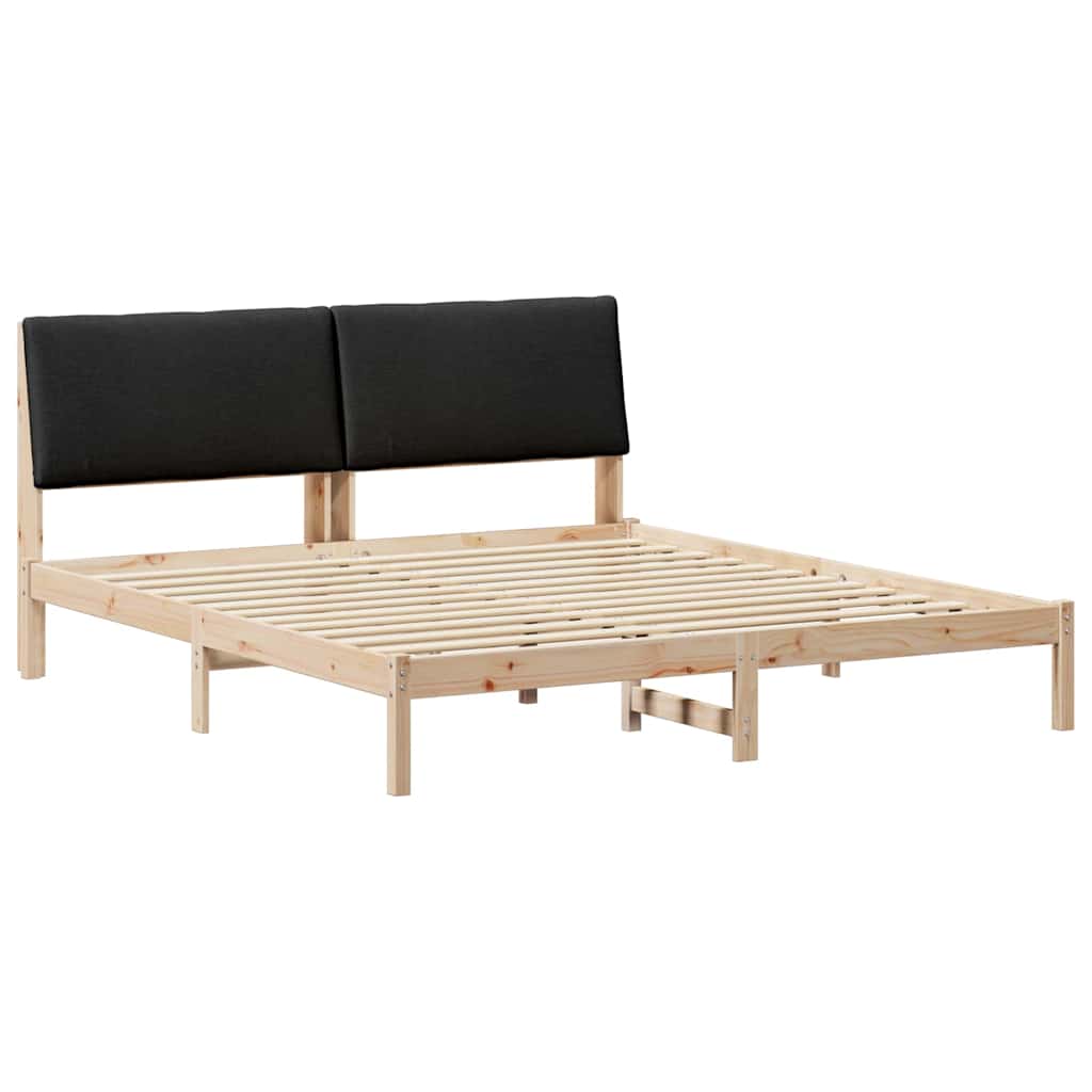 Okvir kreveta Smeđa i crna 180 x 200 cm Masivna borovina