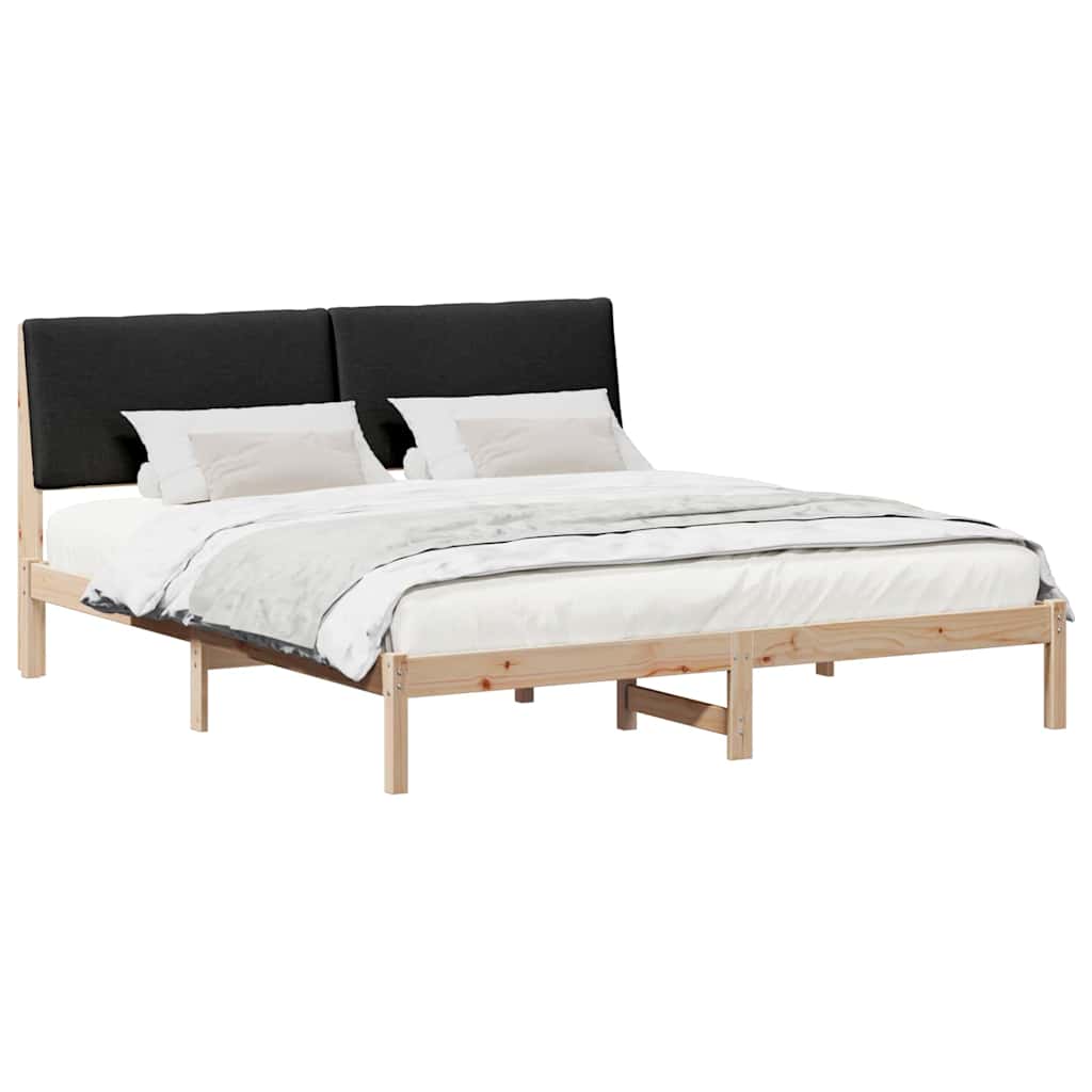 Okvir kreveta Smeđa i crna 180 x 200 cm Masivna borovina