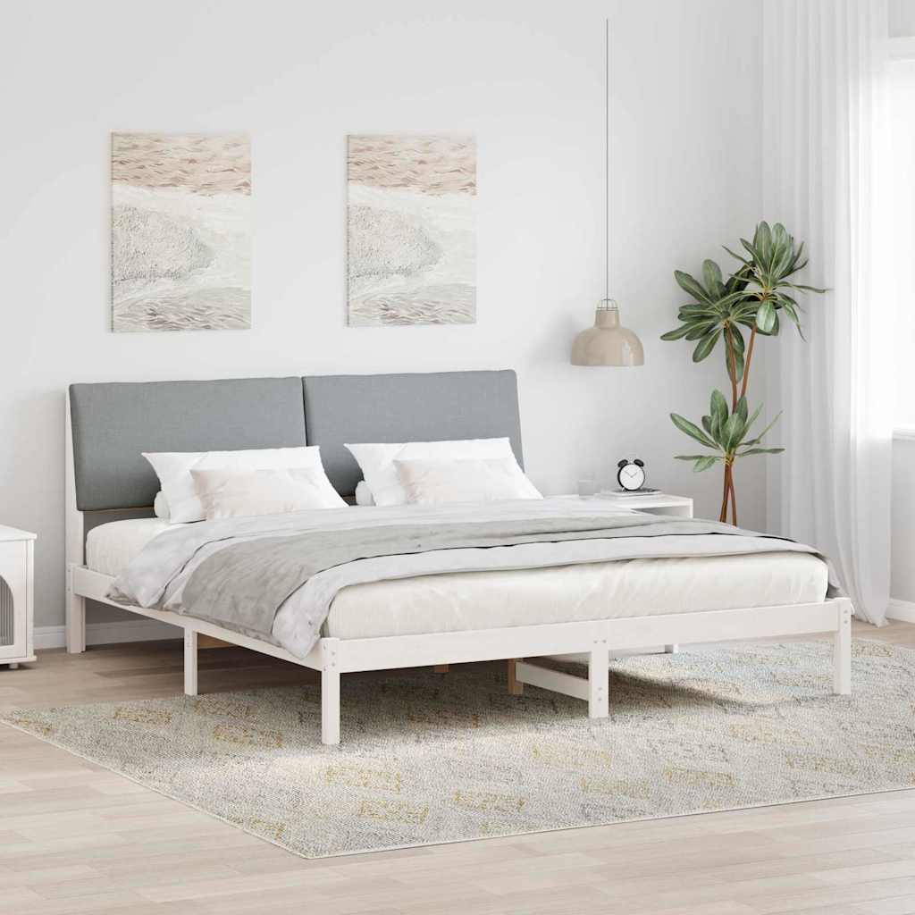 Okvir kreveta s uzglavljem Bijela i svijetlosiva 180 x 200 cm