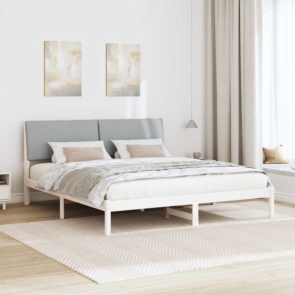 Okvir kreveta s uzglavljem Bijela i svijetlosiva 180 x 200 cm