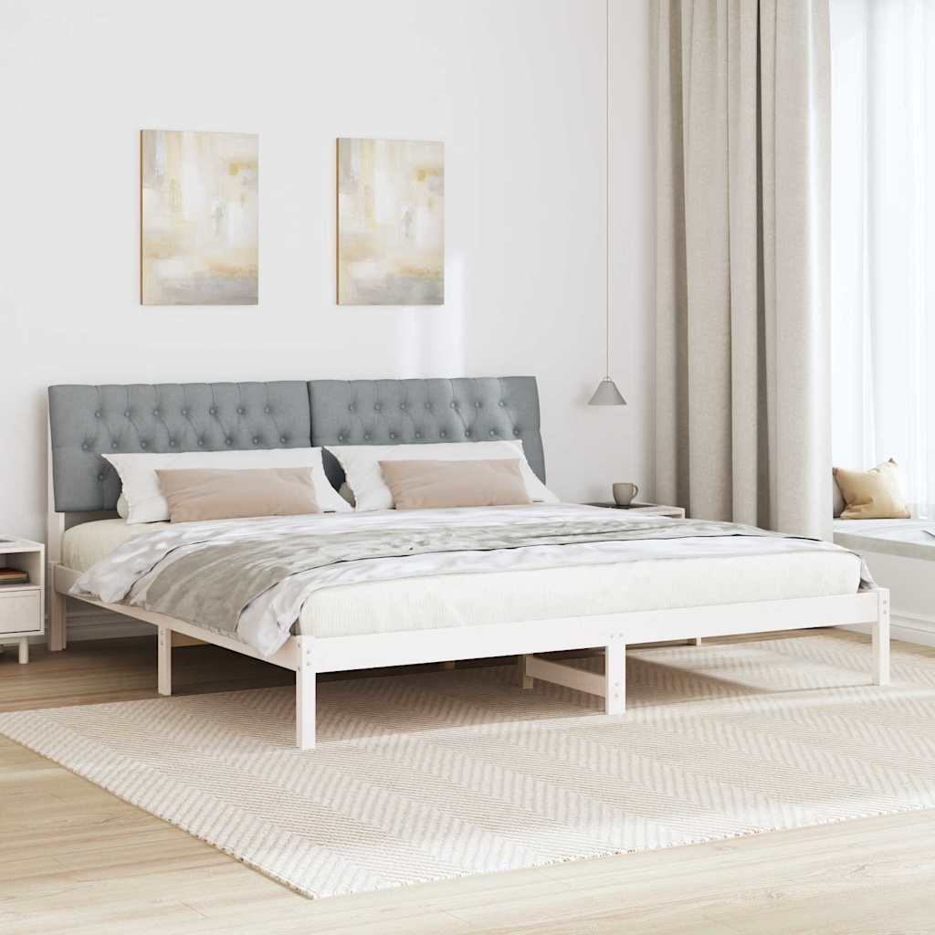 Krevetni okvir s tapiciranim uzglavljem Bijelo 200 x 200 cm