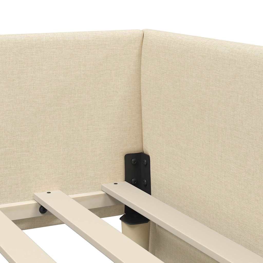 Kutni krevetni okvir s madracem Ostalo 2 pcs Krema tkanina