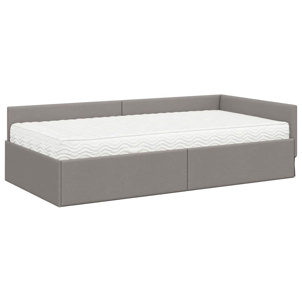 Kutni krevetni okvir s madracem Ostalo 2 pcs Sivo-smeđa tkanina