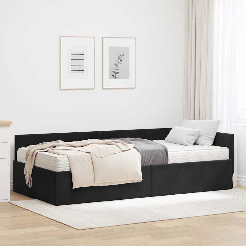 Kutni krevetni okvir s madracem Ostalo 2 pcs Siva Baršun