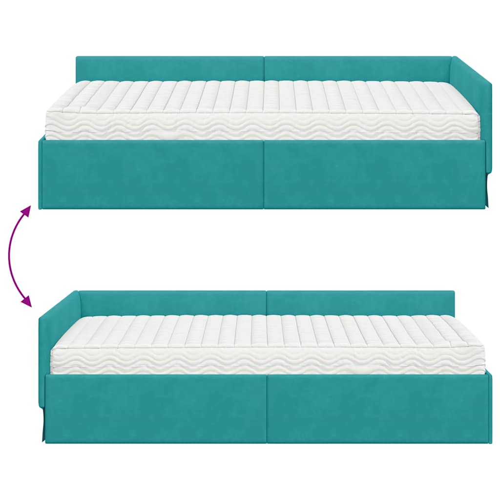 Kutni krevetni okvir s madracem Ostalo 2 pcs Tirkizna Baršun