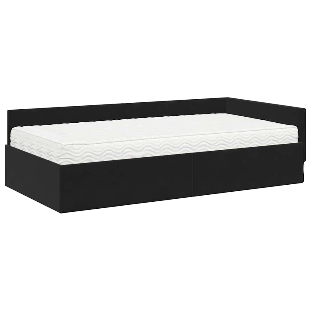 Kutni krevetni okvir s madracem Ostalo 2 pcs Crna Baršun