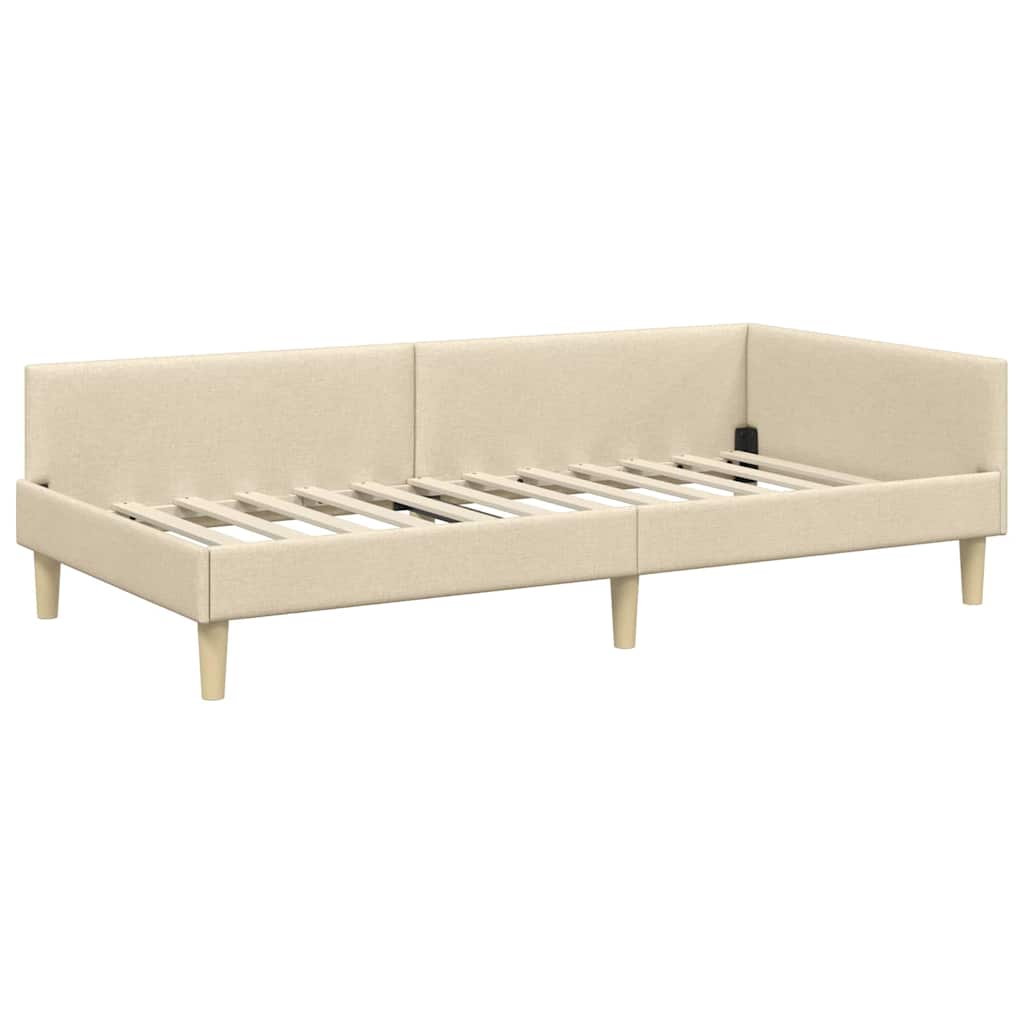 Kutni krevetni okvir s madracem s madracem 2 pcs Krema tkanina