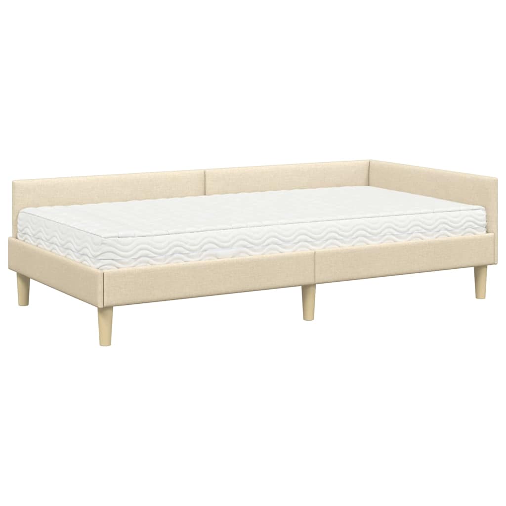 Kutni krevetni okvir s madracem 2 kom. Krema 90 x 190 cm