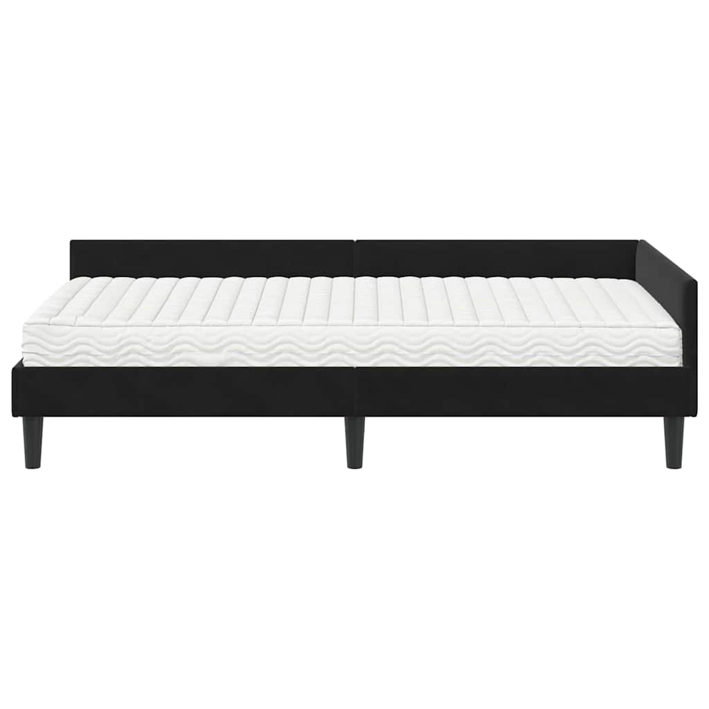 Kutni krevetni okvir s madracem Ostalo 2 pcs Crna Baršun