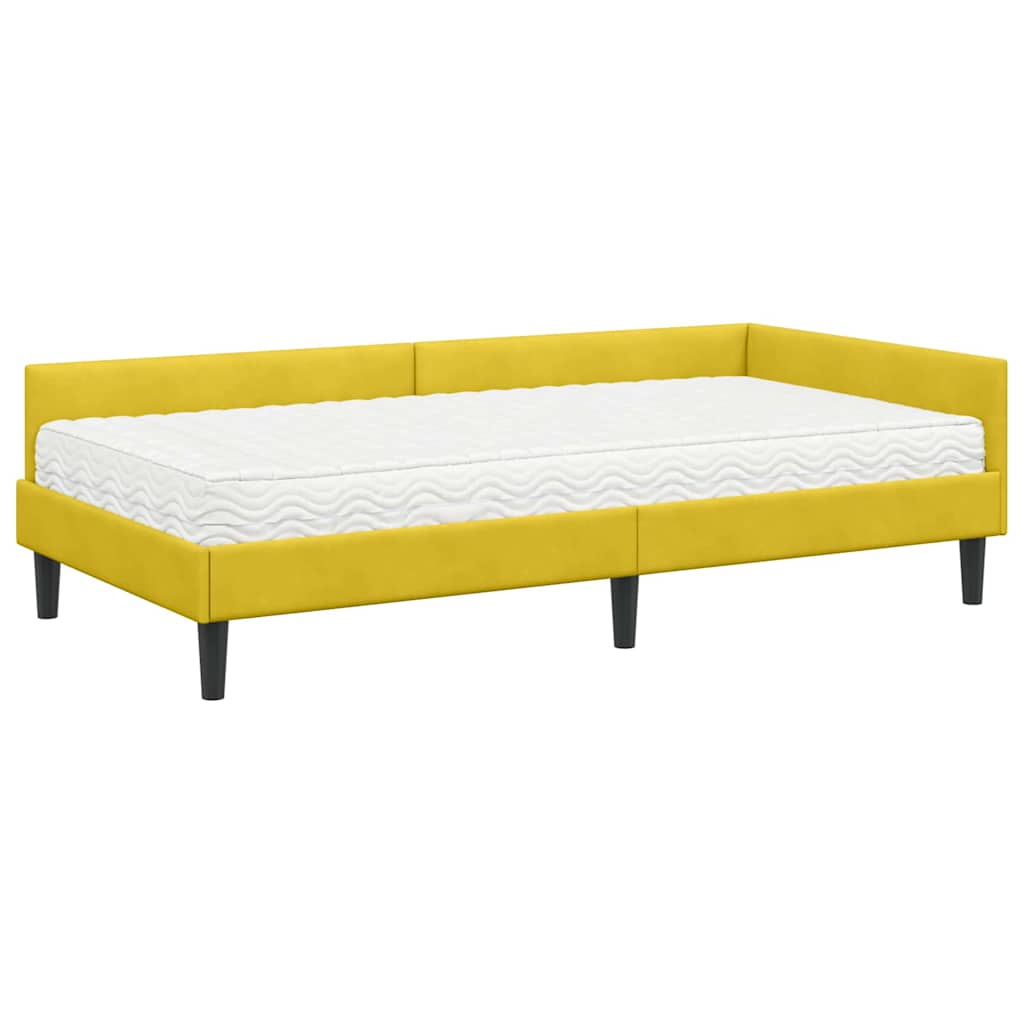 Kutni krevetni okvir s madracem Ostalo 2 pcs Žuta Baršun