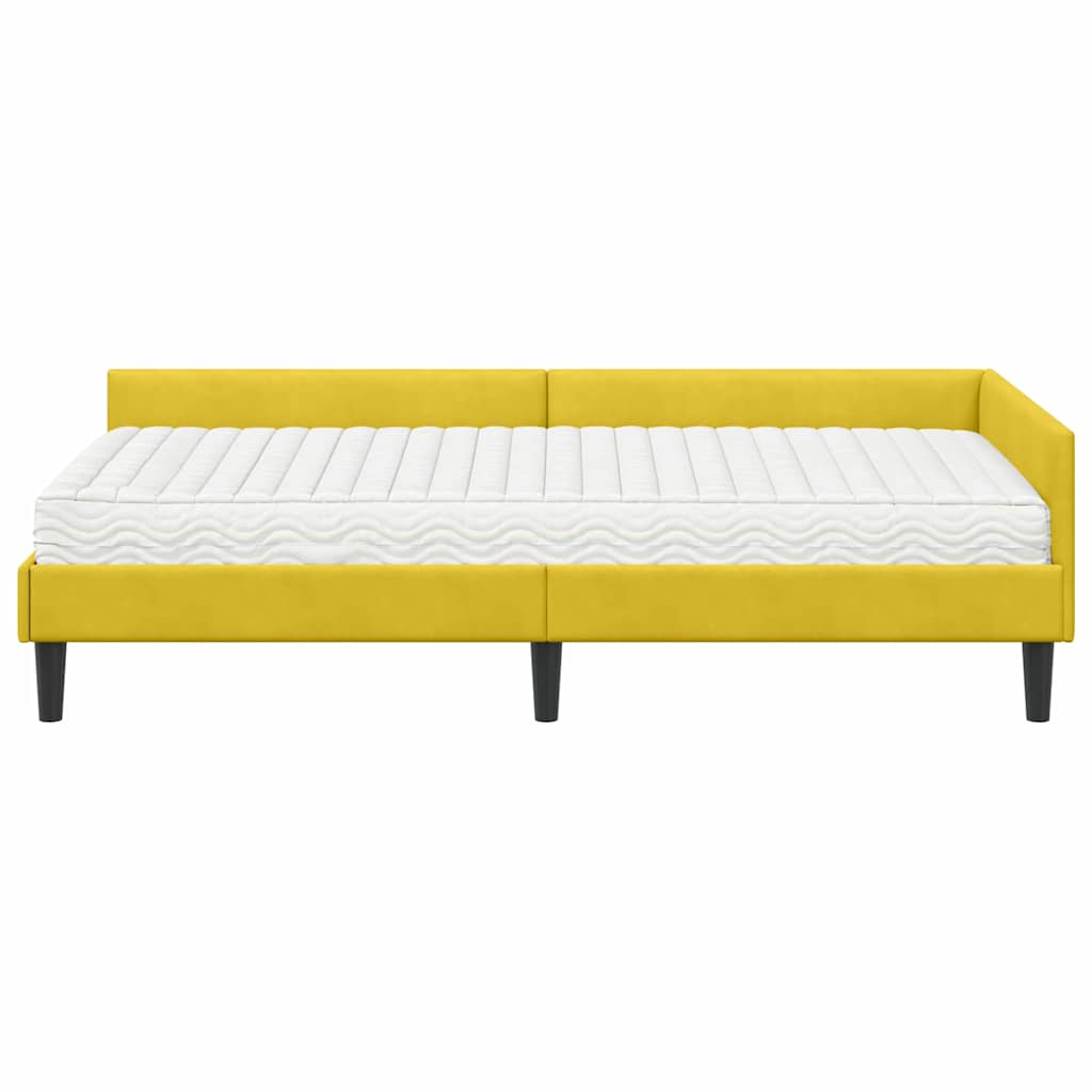 Kutni krevetni okvir s madracem Ostalo 2 pcs Žuta Baršun